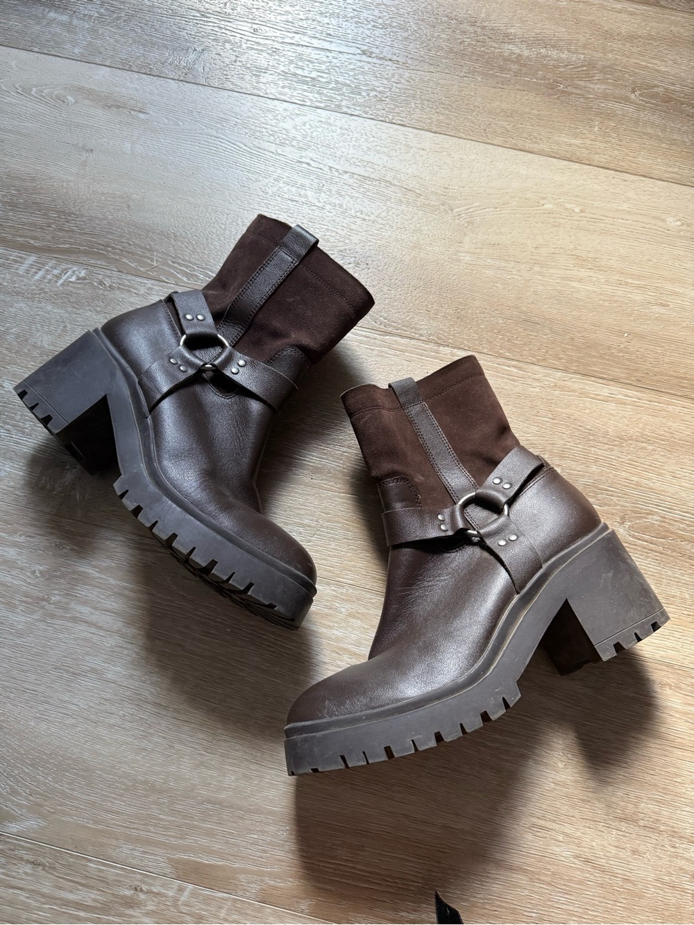 Blondo Rebel Waterproof genuine leather moto Boots brown size 11